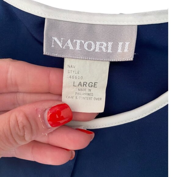 Vintage Natori II Blue Satin Pajama Top Large - Picture 4 of 4